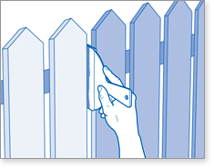 Paint or stain between deck and fence boards