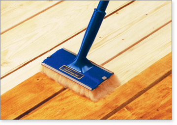 The Deck & Fence Stain Pad carries more stain to the deck surface