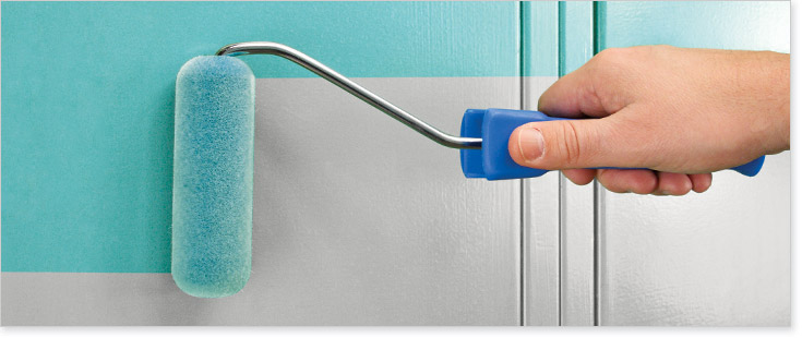 Flocked Foam Paint Roller on Metal Surface